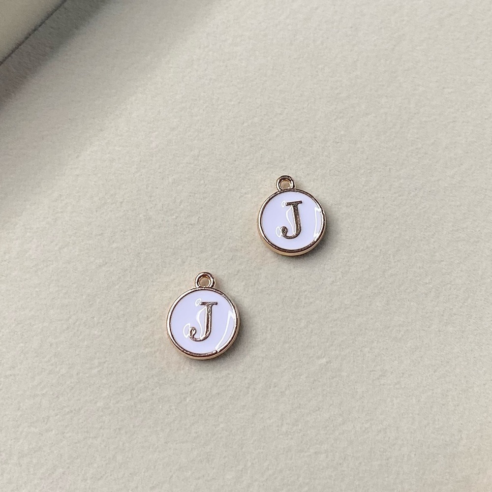 White Circle Letter “J” Charm